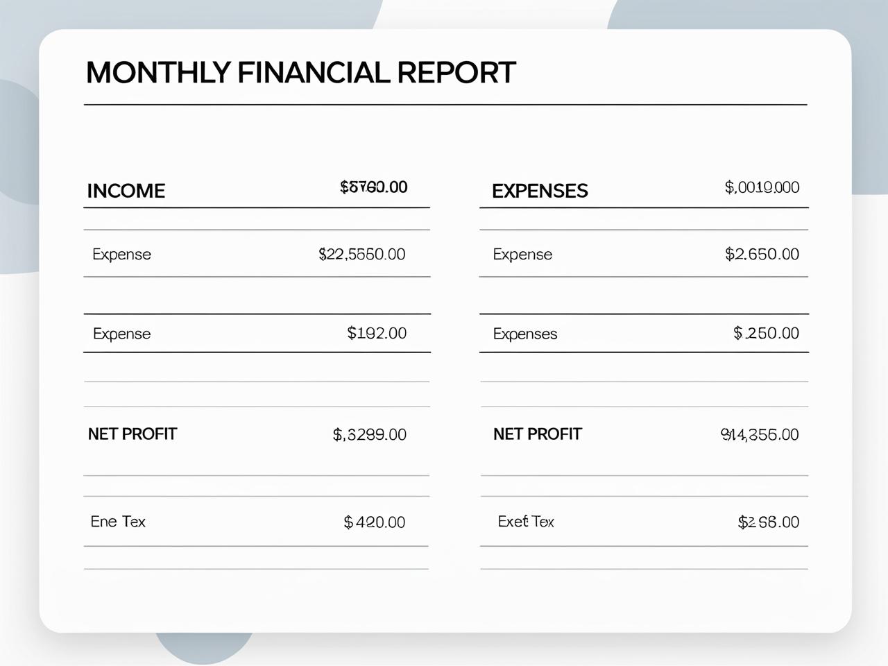Monthly Financial Report Template